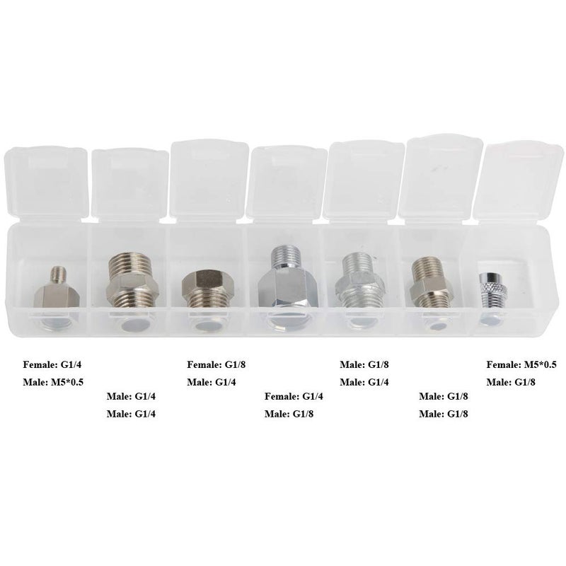 Fengda Airbrush Adapter 7PCS Hose Adapter Set Airbrush Threaded Plug for Connecting Airbrush and air Compressor with Transparent plaxtic Box - Image 3